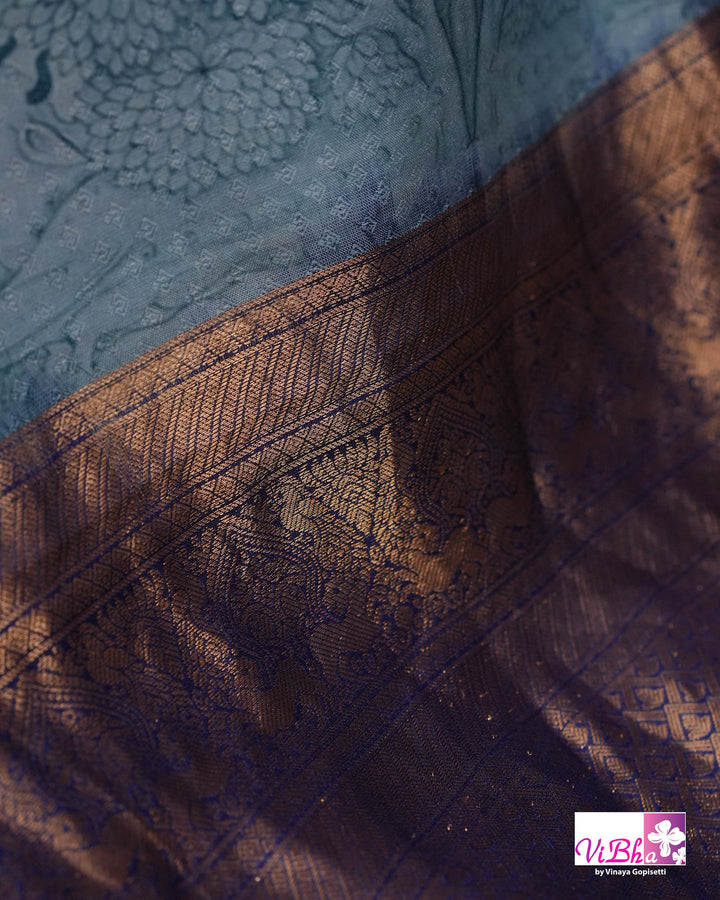 Light &amp; Dark Blue Kanchi Soft silk Pichwai