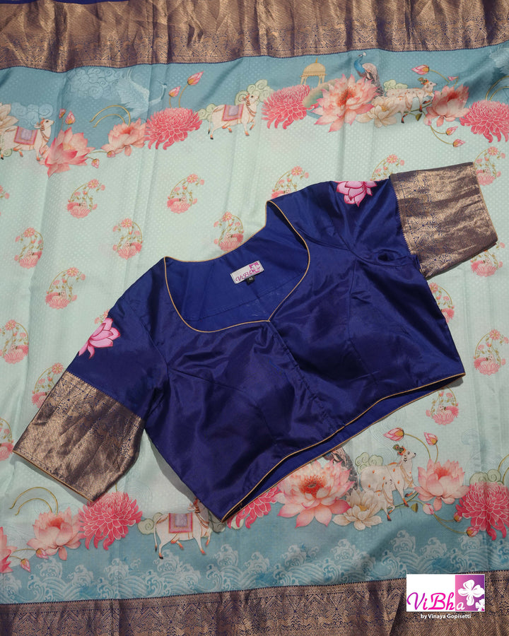 Light &amp; Dark Blue Kanchi Soft silk Pichwai