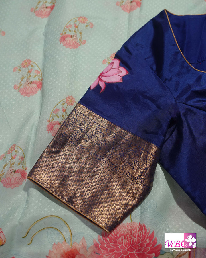 Light &amp; Dark Blue Kanchi Soft silk Pichwai