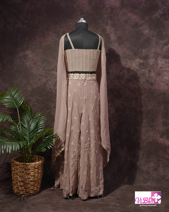 Pastel Mauve Corset Sharara Set