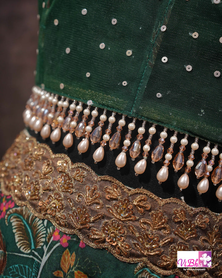 Emerald Green Floral Embellished Sharara Set
