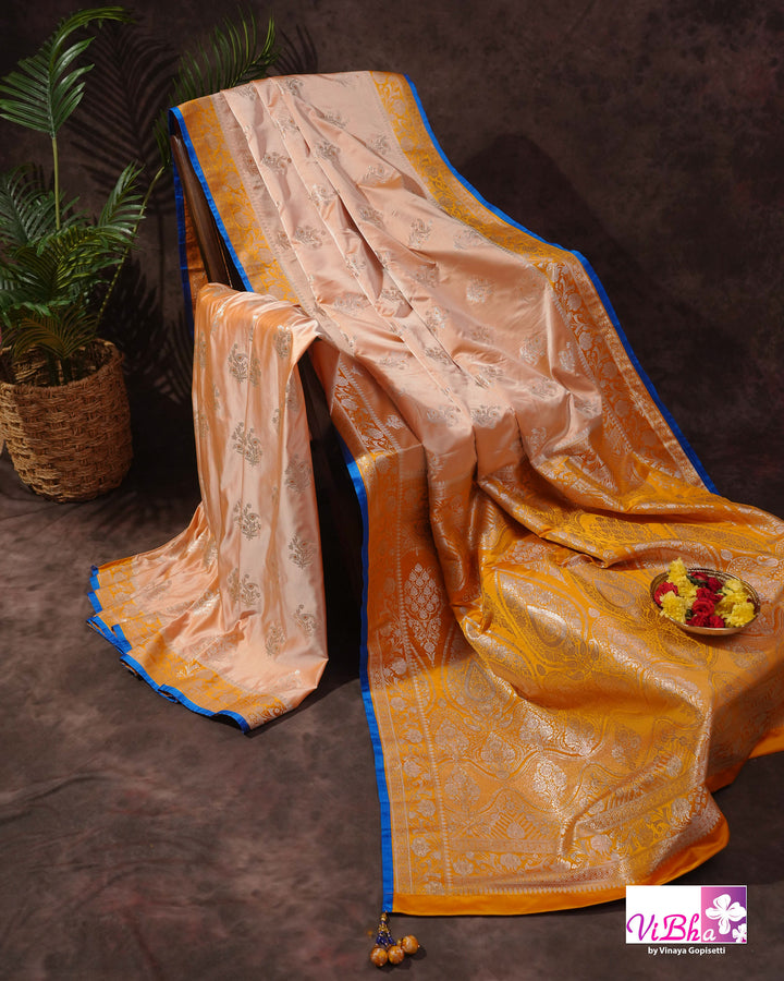 Peach and Mustard Yellow with blue edge