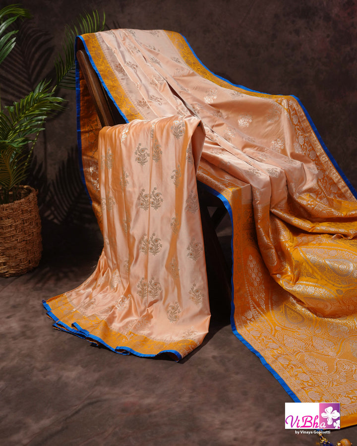 Peach and Mustard Yellow with blue edge