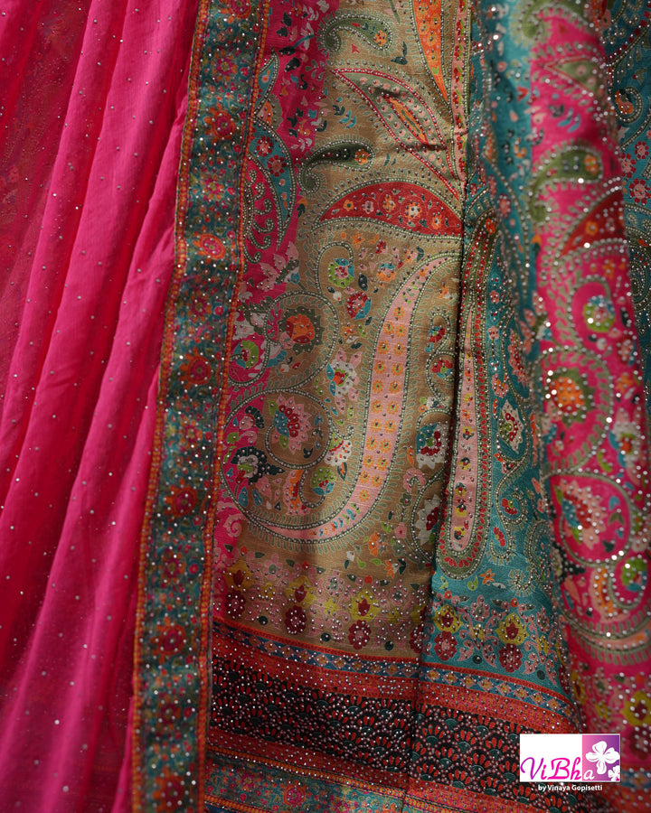 Rani Pink &amp; Aqua Multicolor Lehenga Set