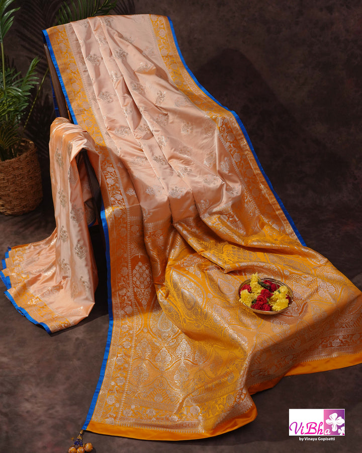 Peach and Mustard Yellow with blue edge