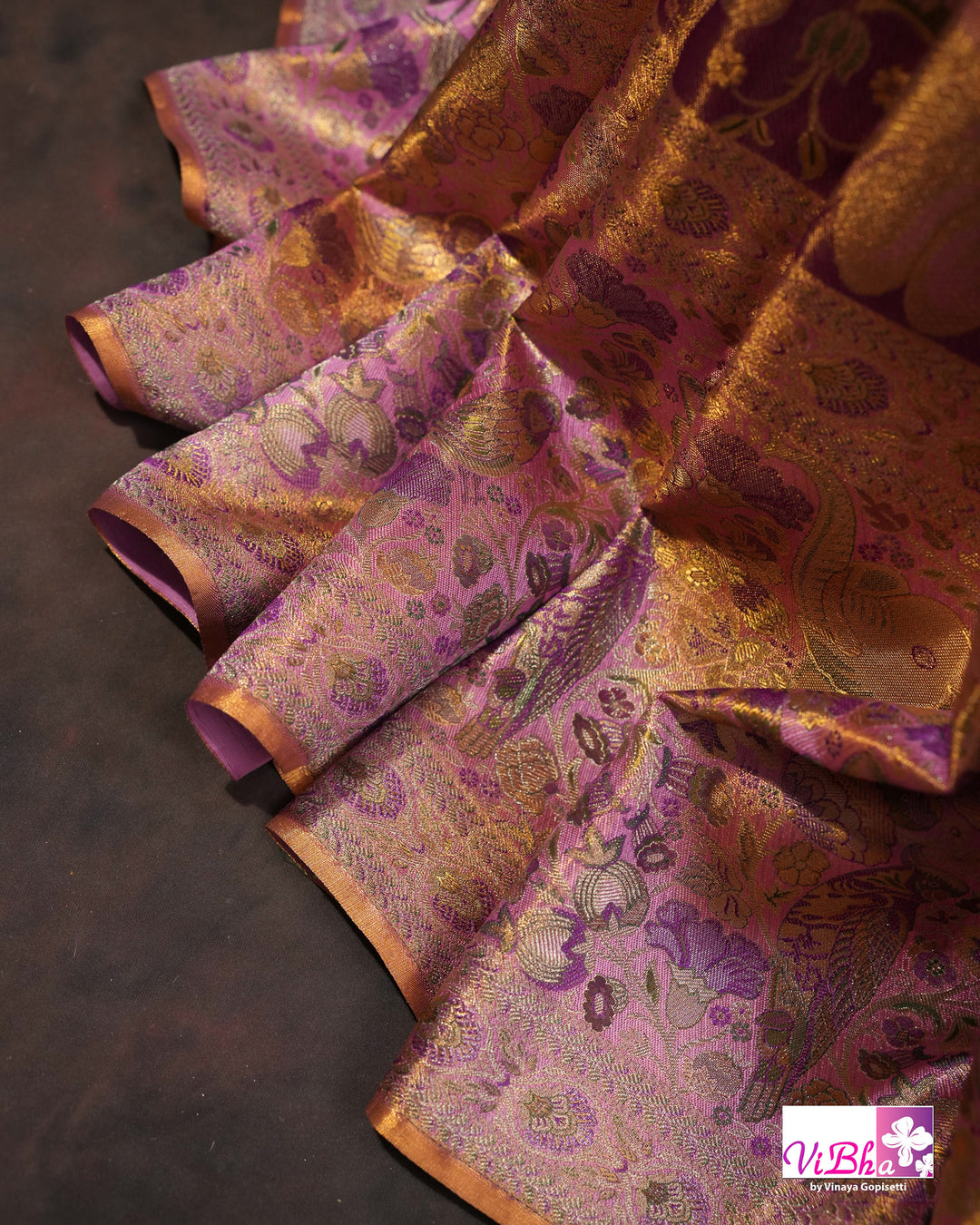 Lavender Purple Bridal Kanchi Silk Saree with Intricate Meenakari Weaving and Blouse