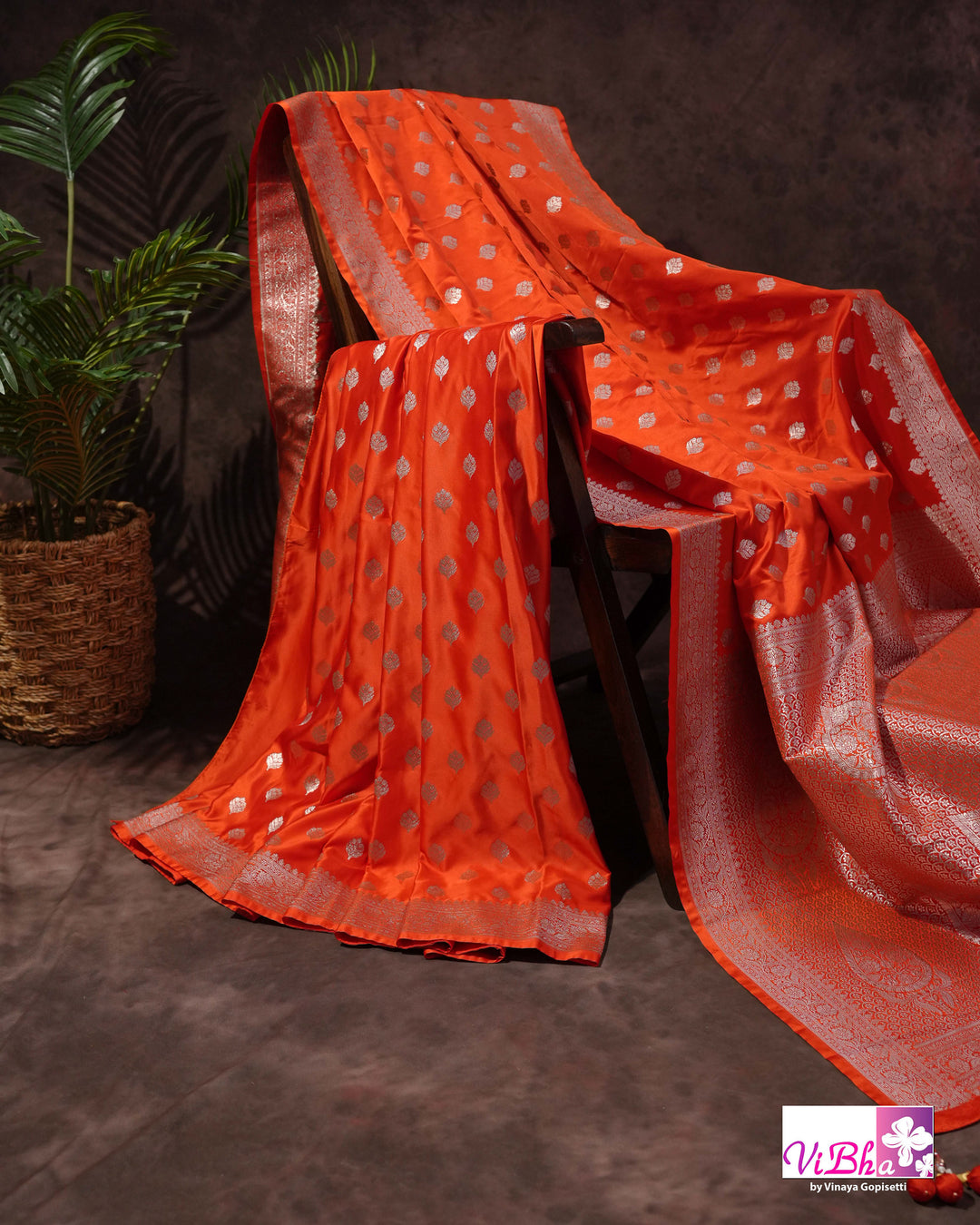 Tangerine Orange Kathan Mashru Silk
