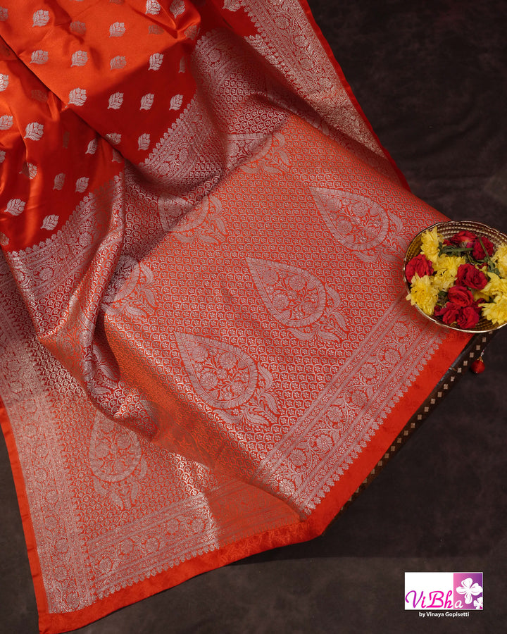 Tangerine Orange Kathan Mashru Silk