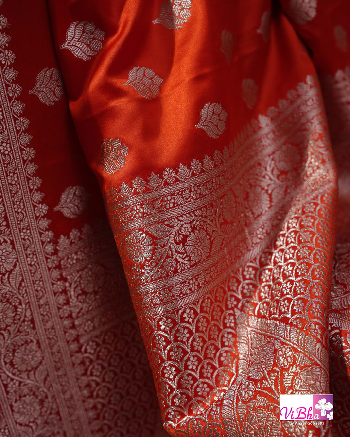 Tangerine Orange Kathan Mashru Silk