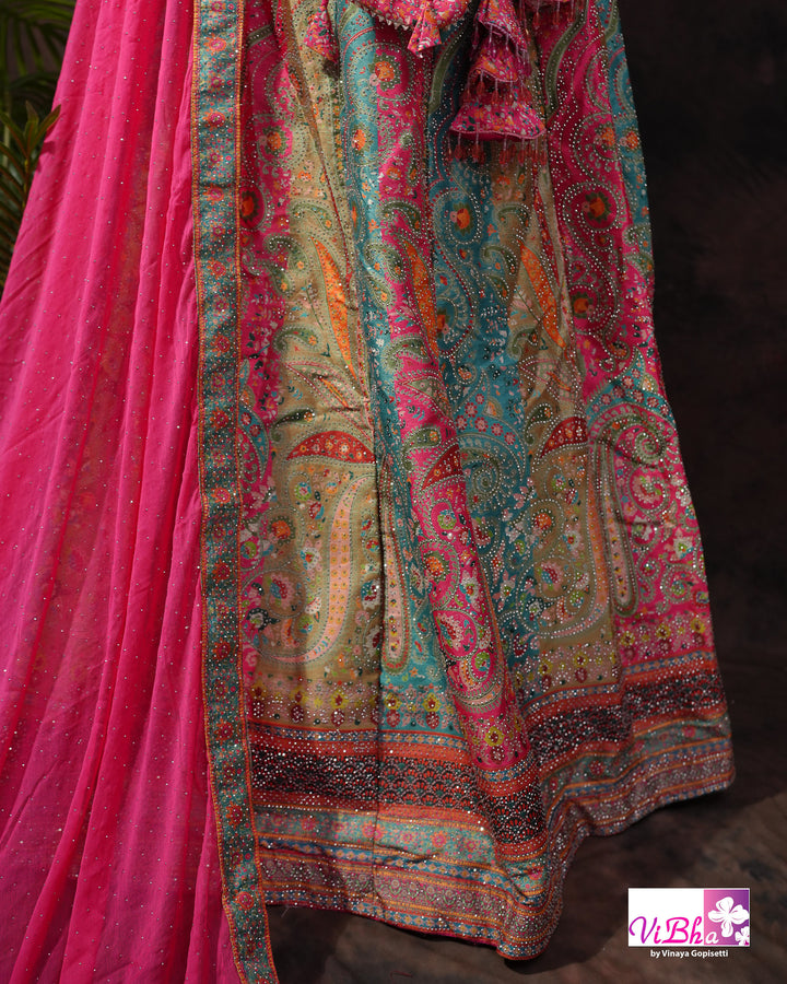 Rani Pink &amp; Aqua Multicolor Lehenga Set