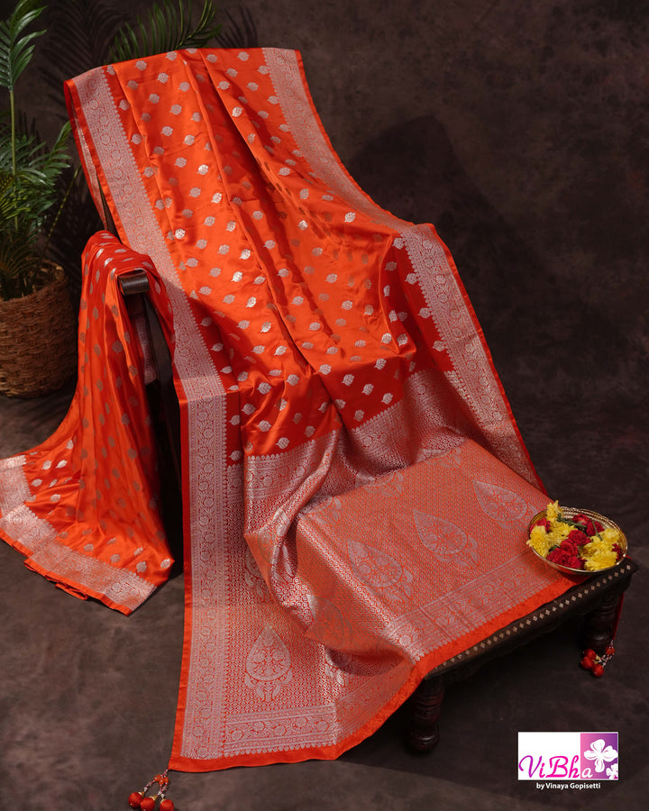Tangerine Orange Kathan Mashru Silk
