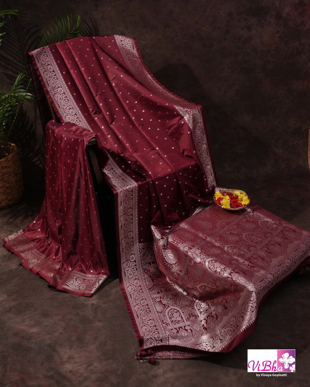 Burgandy Katan Mashru Silk