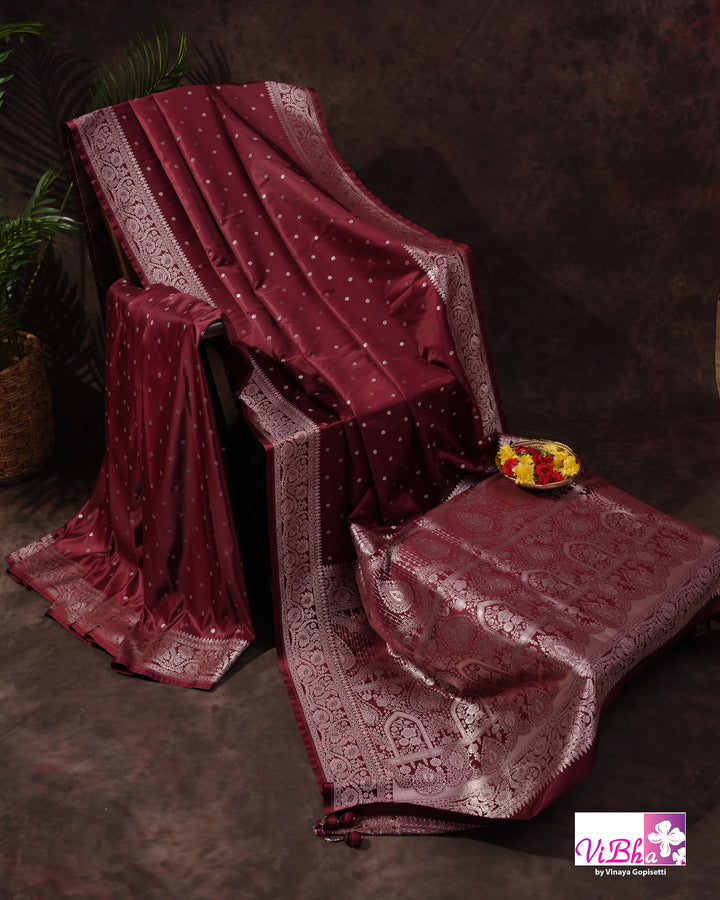 Burgandy Katan Mashru Silk