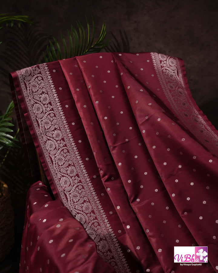 Burgandy Katan Mashru Silk