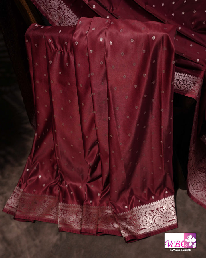 Burgandy Katan Mashru Silk