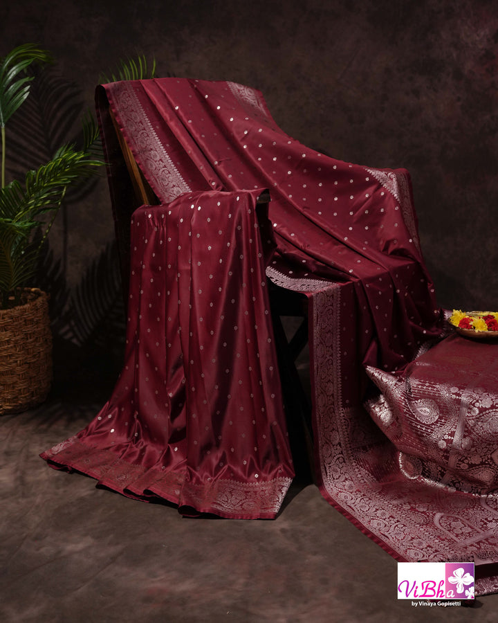 Burgandy Katan Mashru Silk