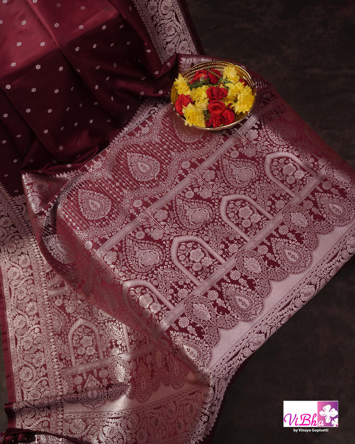 Burgandy Katan Mashru Silk