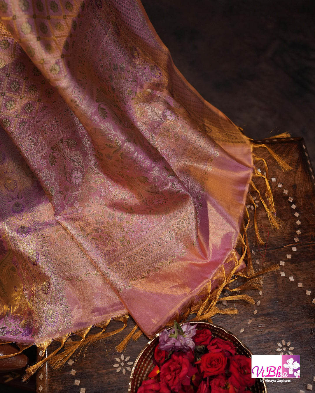 Lavender Purple Bridal Kanchi Silk Saree with Intricate Meenakari Weaving and Blouse