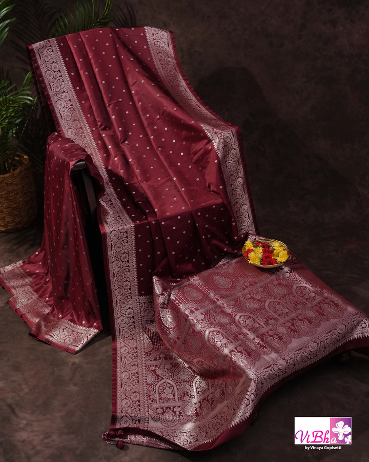 Burgandy Katan Mashru Silk