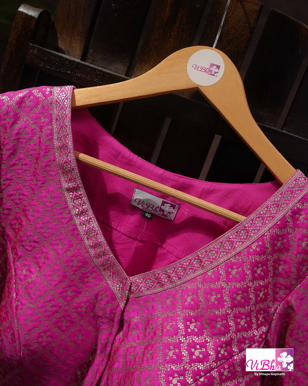 Light and dark pink with blue edge Banarasi silk saree