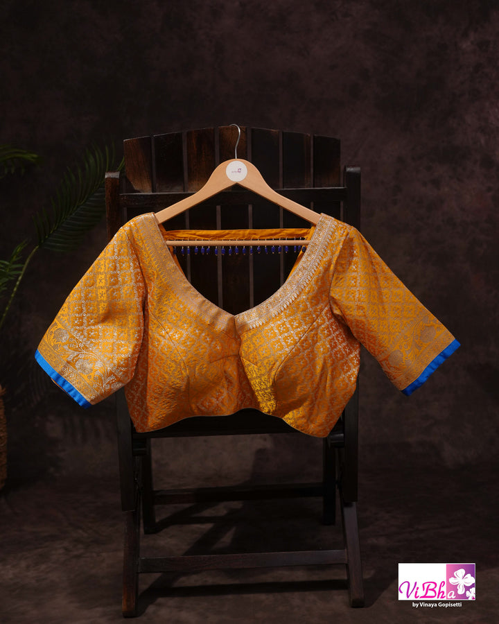 Peach and Mustard Yellow with blue edge