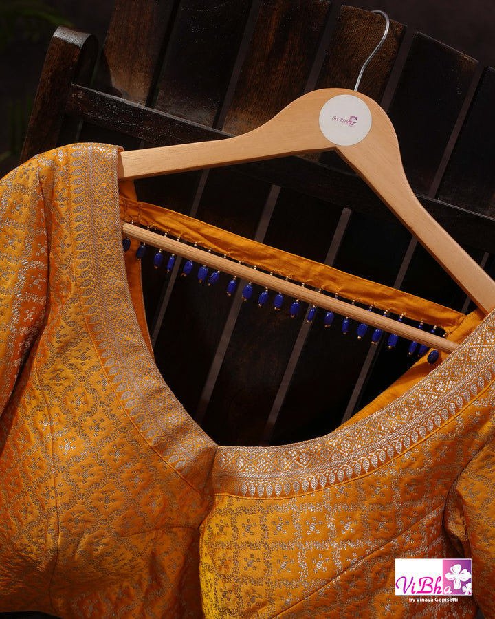 Peach and Mustard Yellow with blue edge