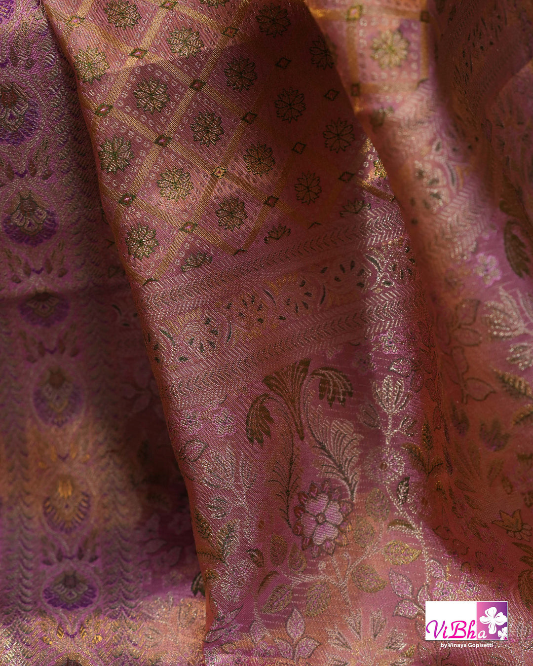 Lavender Purple Bridal Kanchi Silk Saree with Intricate Meenakari Weaving and Blouse