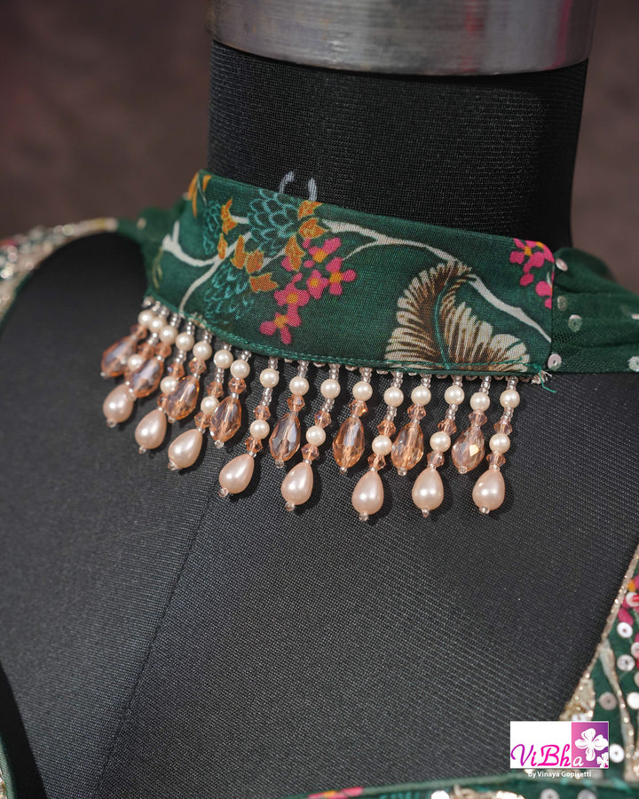 Emerald Green Floral Embellished Sharara Set
