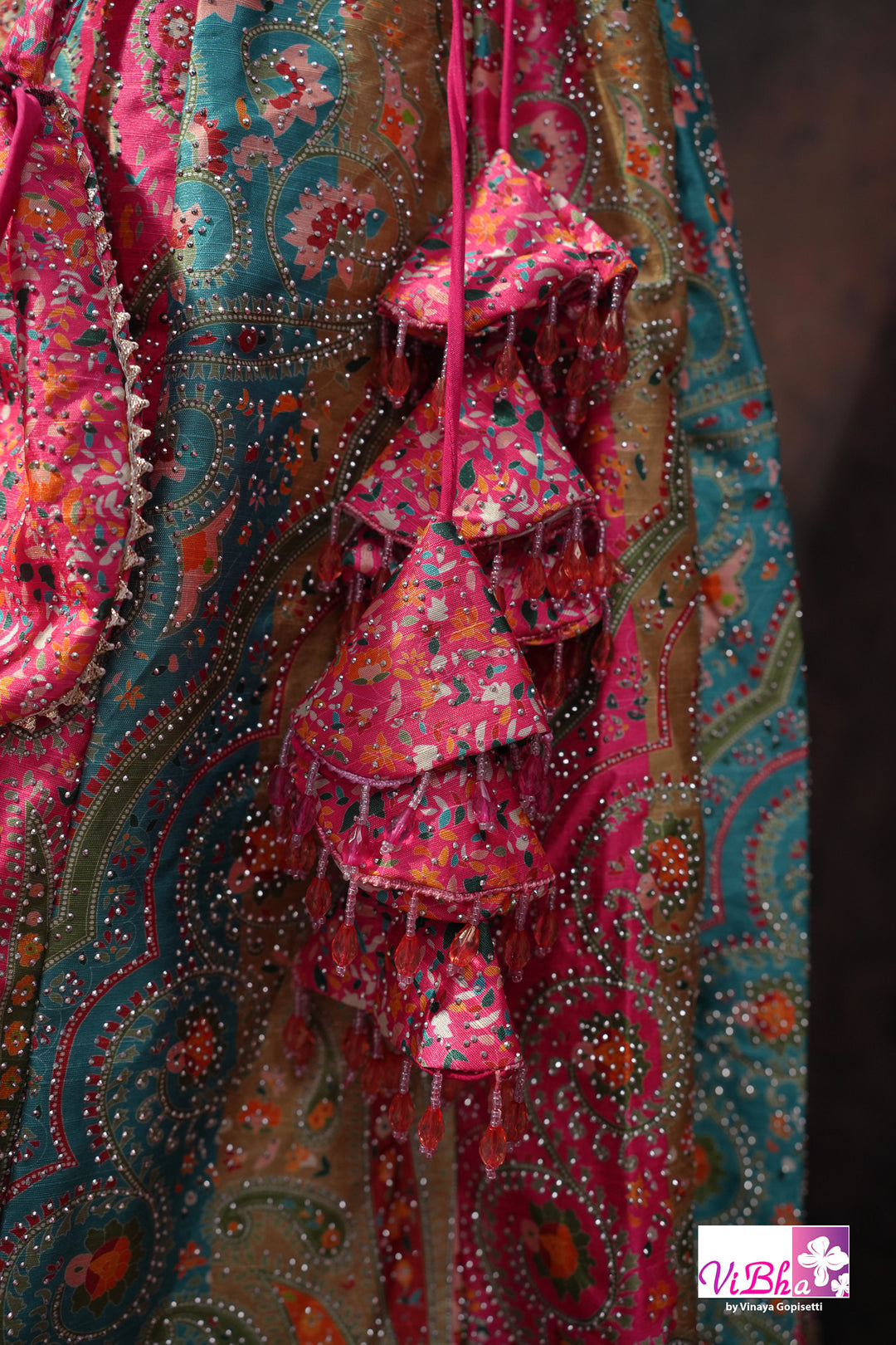Rani Pink &amp; Aqua Multicolor Lehenga Set