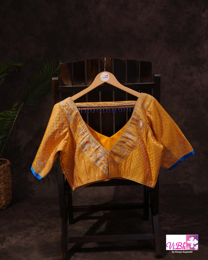 Peach and Mustard Yellow with blue edge