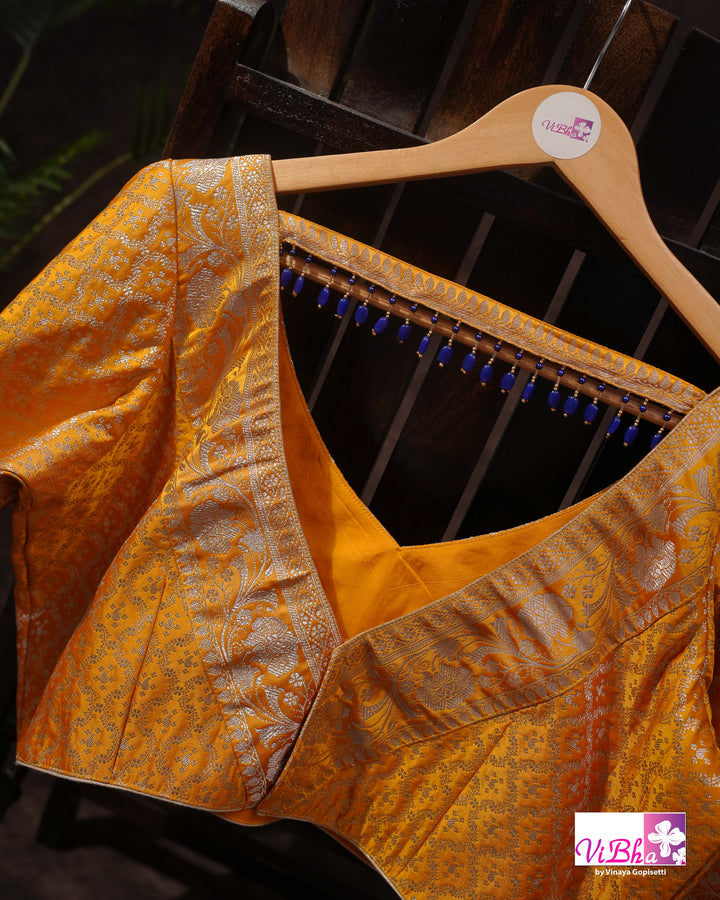 Peach and Mustard Yellow with blue edge