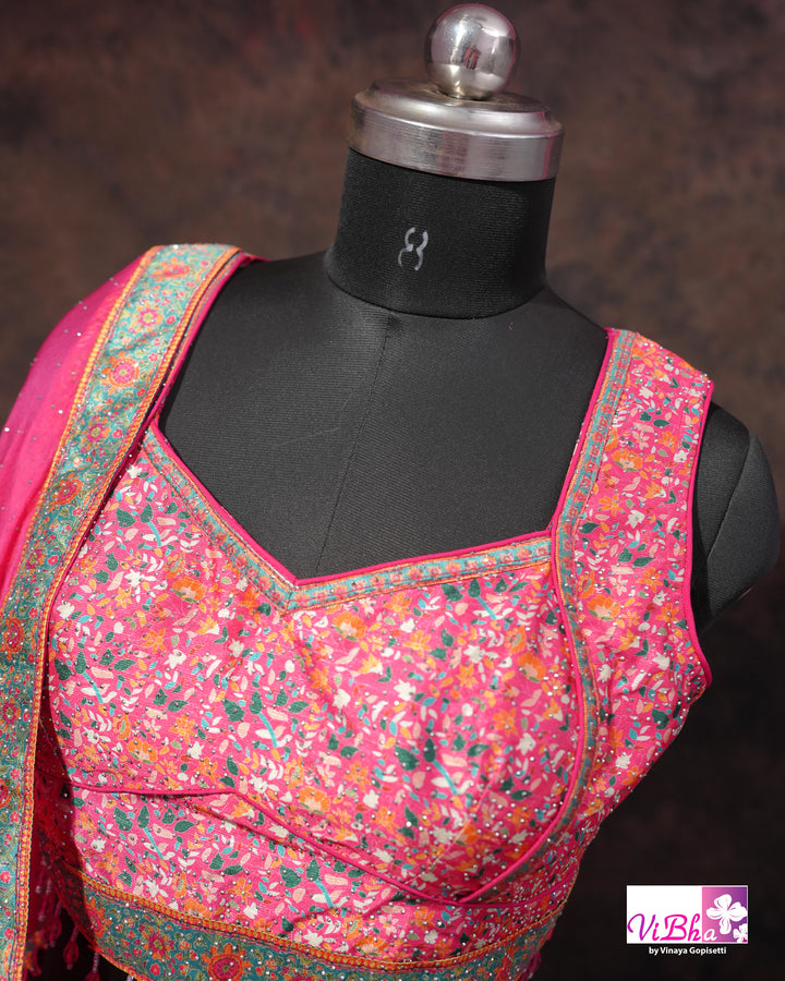 Rani Pink &amp; Aqua Multicolor Lehenga Set