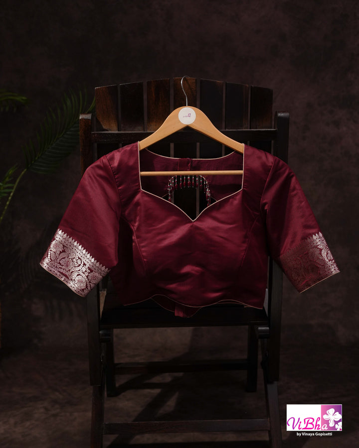 Burgandy Katan Mashru Silk