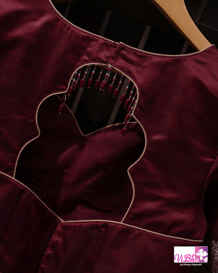 Burgandy Katan Mashru Silk