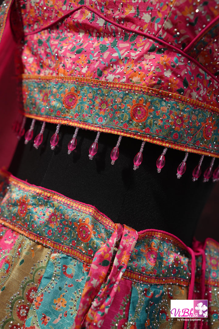 Rani Pink &amp; Aqua Multicolor Lehenga Set