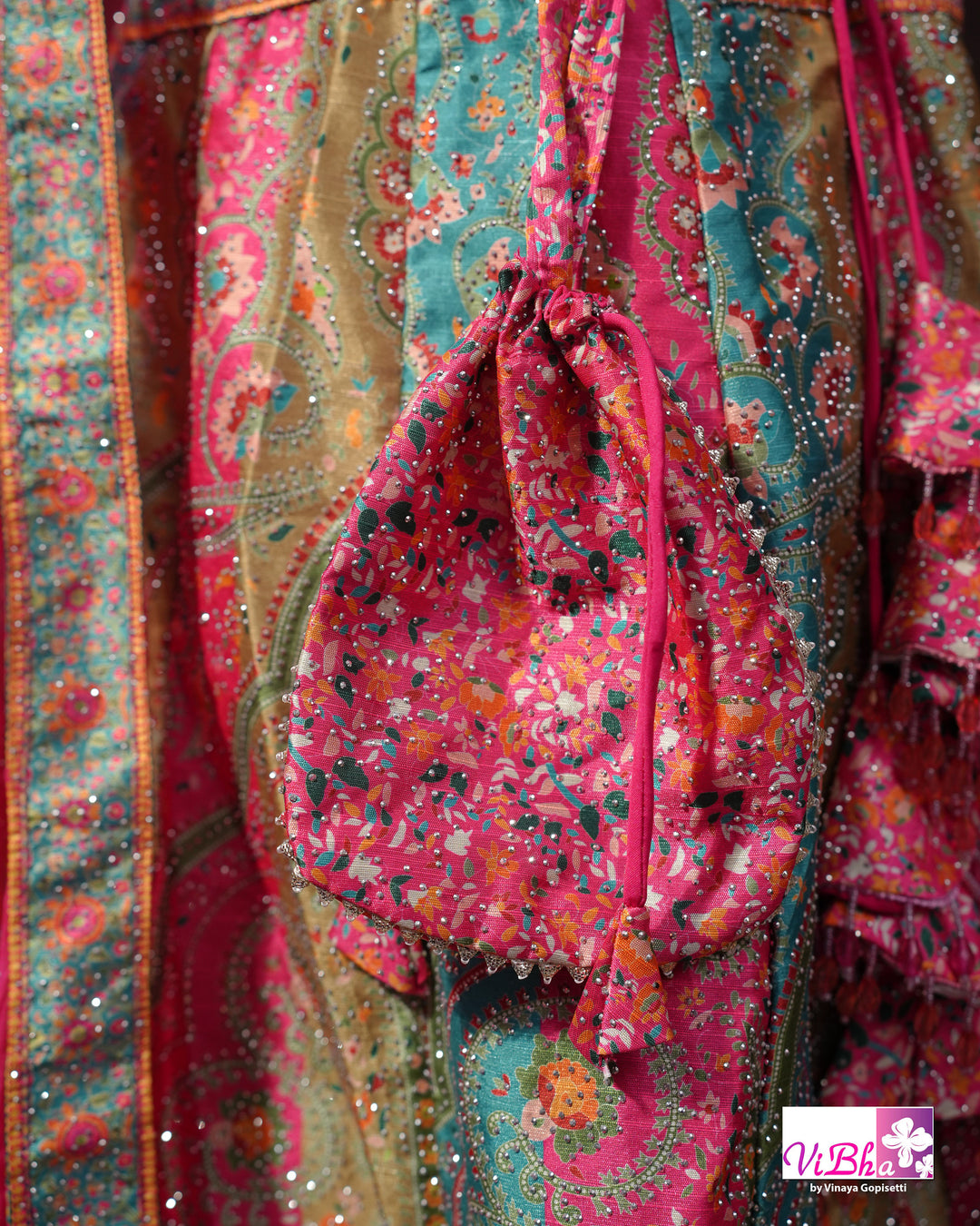 Rani Pink &amp; Aqua Multicolor Lehenga Set