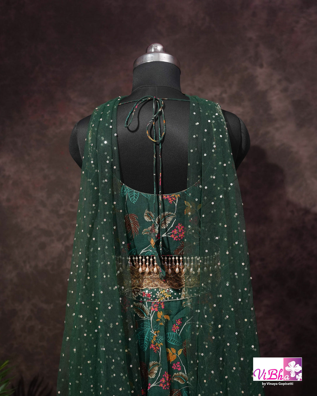 Emerald Green Floral Embellished Sharara Set