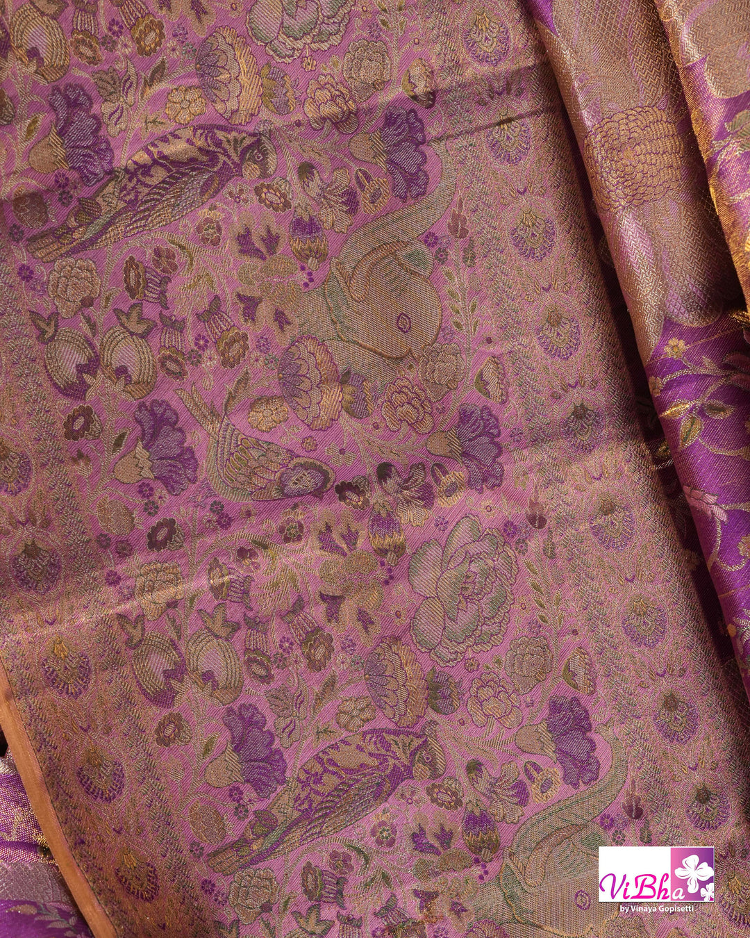 Lavender Purple Bridal Kanchi Silk Saree with Intricate Meenakari Weaving and Blouse