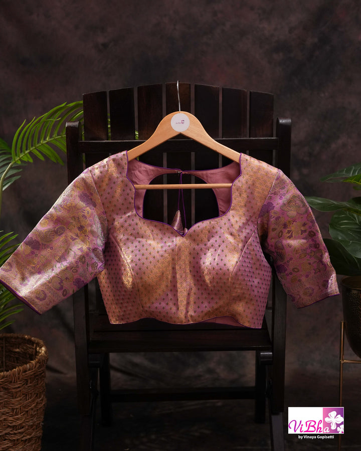 Lavender Purple Bridal Kanchi Silk Saree with Intricate Meenakari Weaving and Blouse