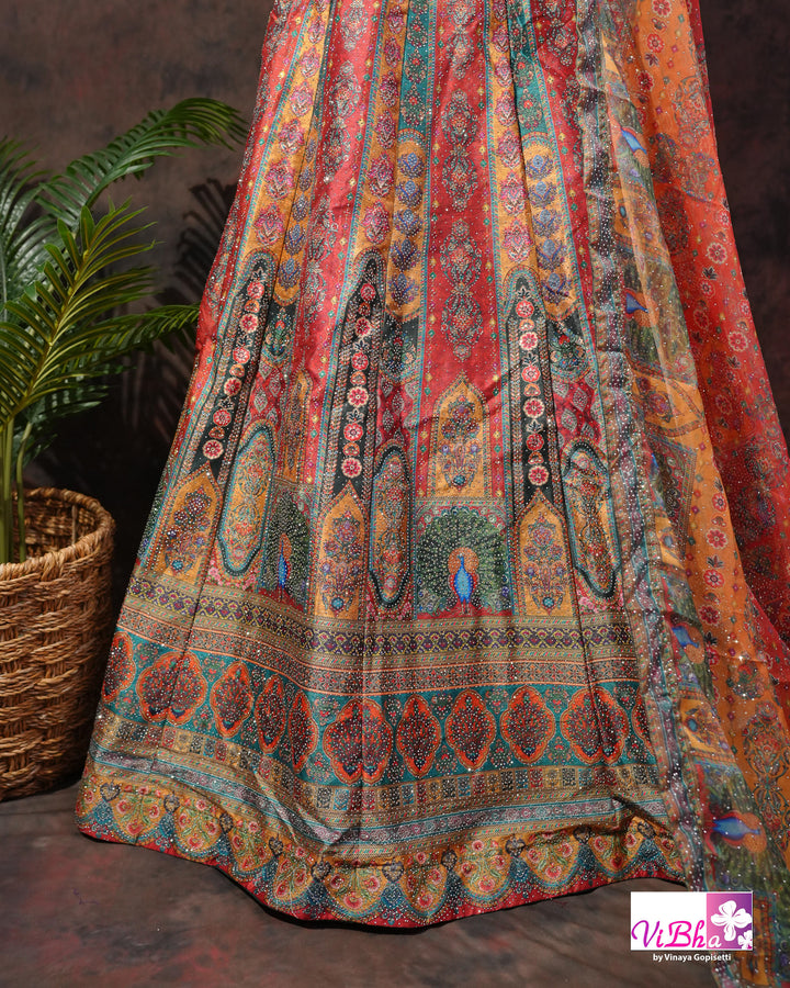 Rust Orange Multicolor Lehenga Set