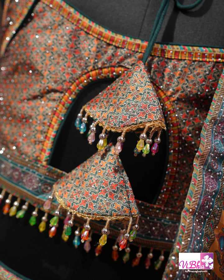 Rust Orange Multicolor Lehenga Set