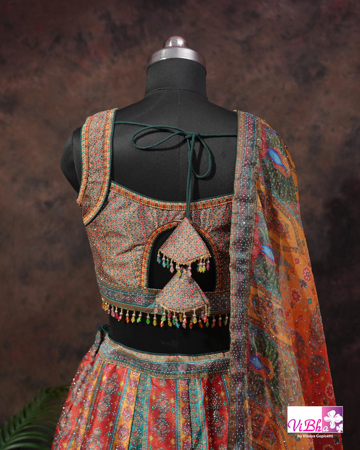 Rust Orange Multicolor Lehenga Set