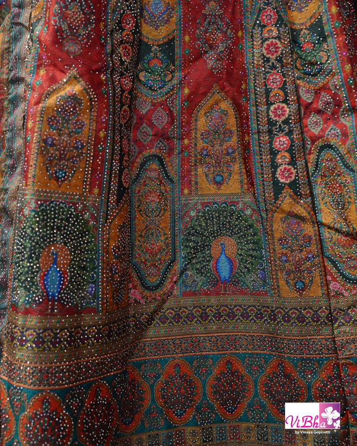 Rust Orange Multicolor Lehenga Set