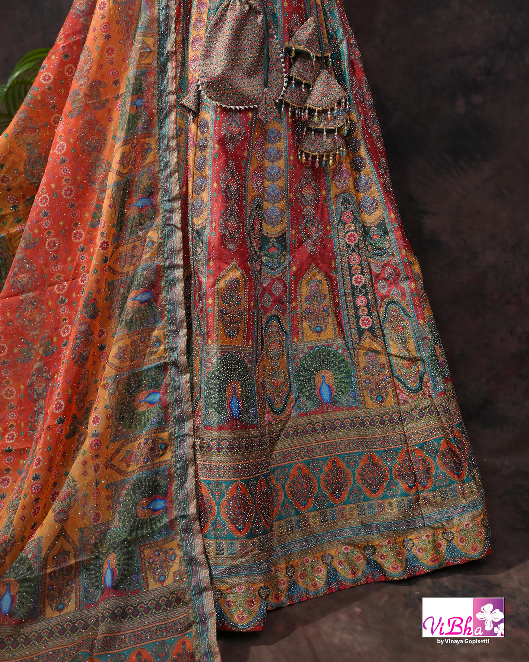 Rust Orange Multicolor Lehenga Set