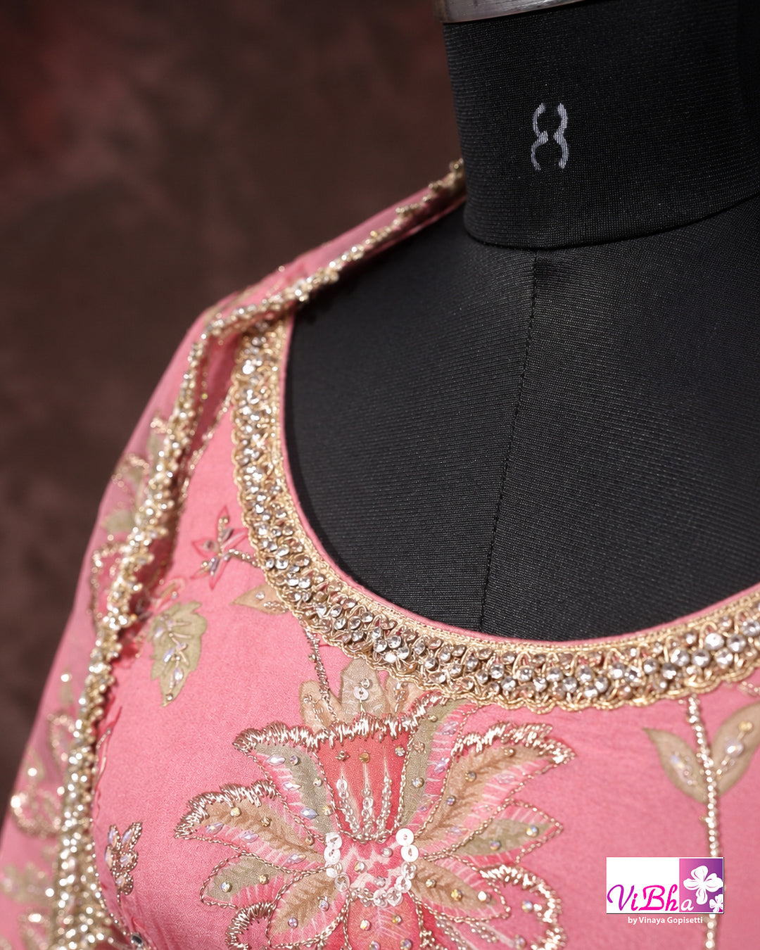 Peach Pink Floral Embroidered Sharara Set