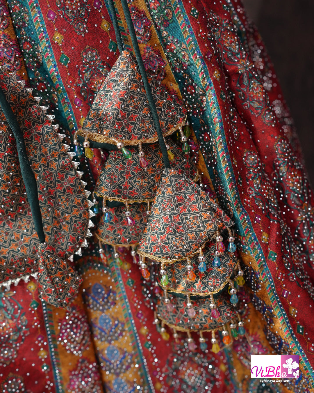 Rust Orange Multicolor Lehenga Set