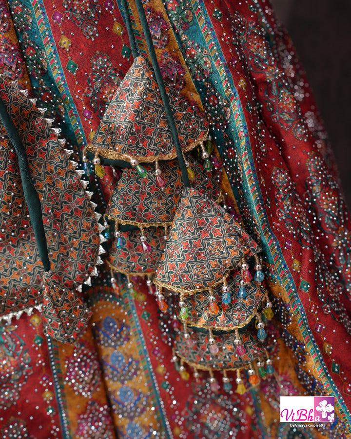 Rust Orange Multicolor Lehenga Set