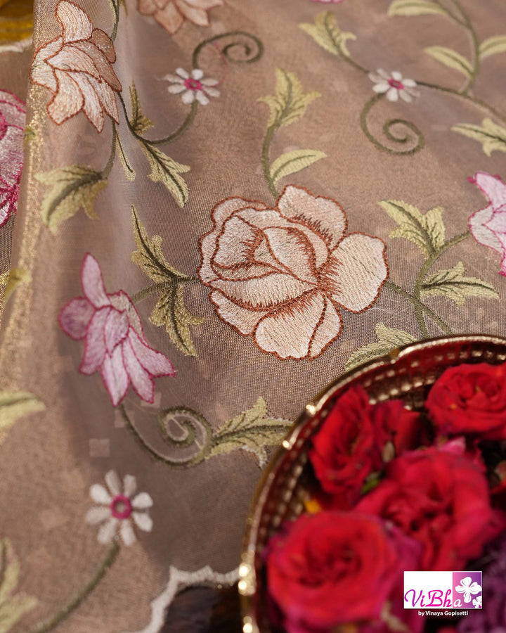 Yellow fancy banarasi with embroidered border