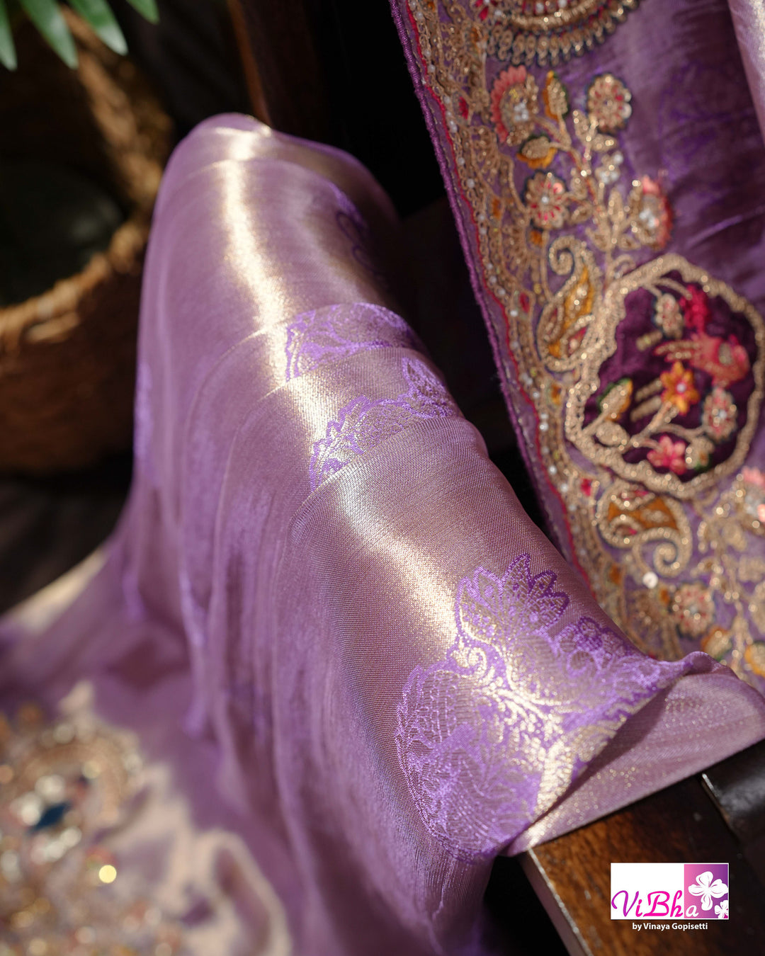Lavender Designer Saree with Ornate Peacock and Figurative Embellishments