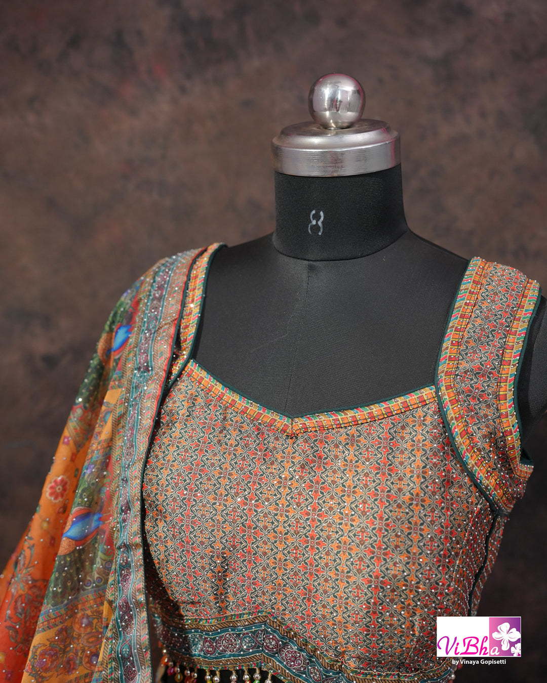 Rust Orange Multicolor Lehenga Set